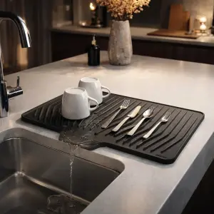 Big Size Silicon Drain Mat 14x10 Inch Anti Slip Sink Drain Mat For Kitchen Waterproof Pad For Kitchen